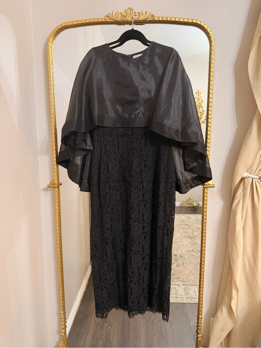 Dainty Jewells Black Lace Midi Dress with Capelet